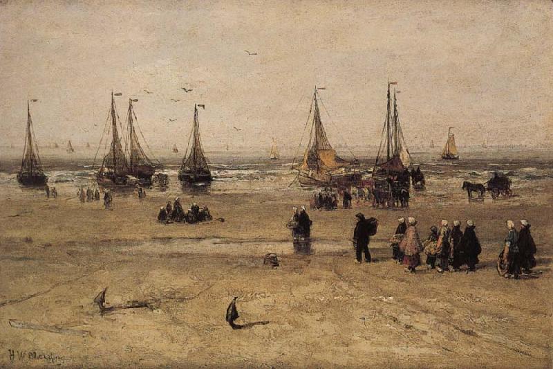 Hendrik Willem Mesdag Flat-bottomed Fishing Pinks and Fisherfolk at Scheveningen China oil painting art